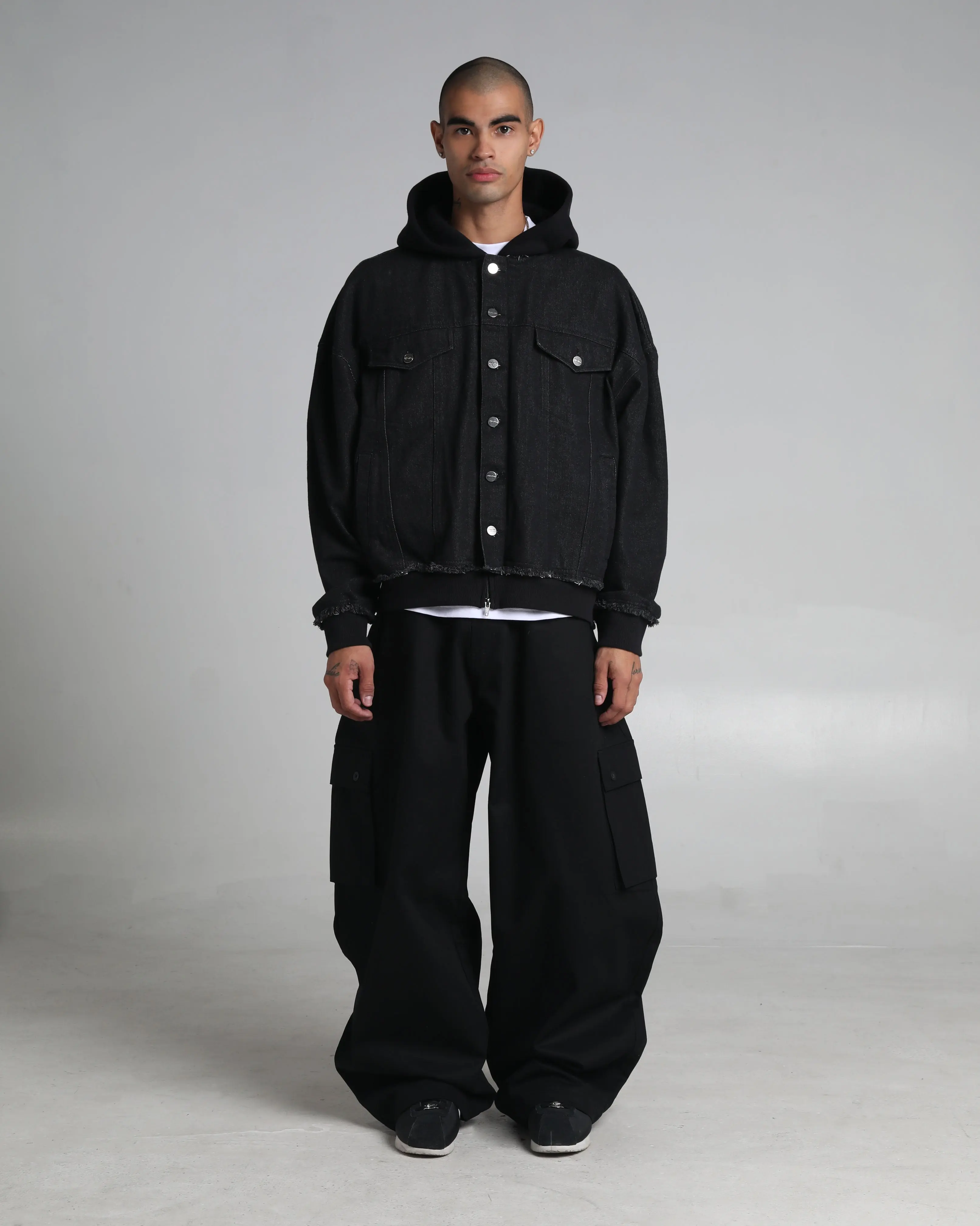 Destroyed Hooded Denim Jacket