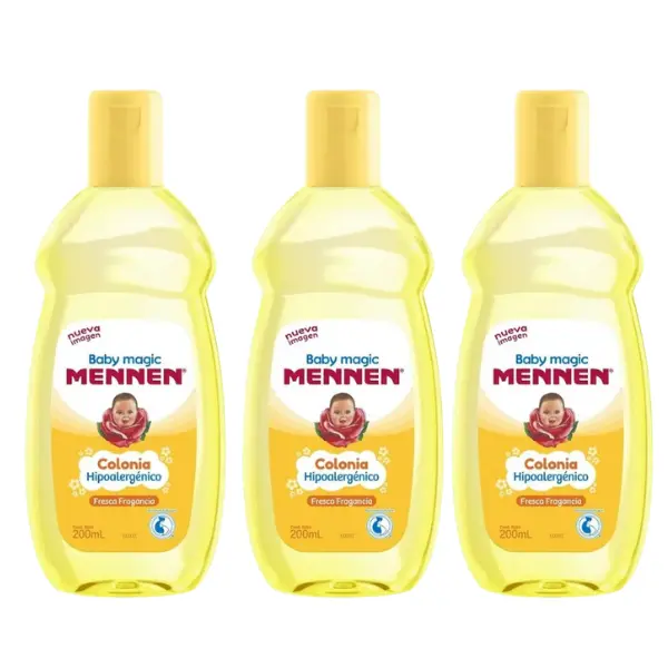 Mennen Hypoallergenic Oil-Based Floral Unisex Baby Fragrance Cologne - Reliable, Versatile 3-Pack of 200g Bottles for Infants (with Gentle Cleaning Benefits)