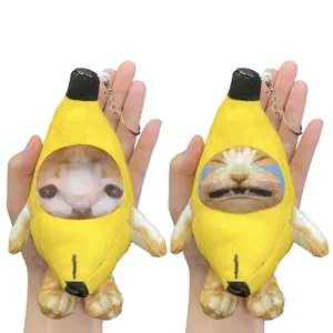 Banana Cat, Banana Cat Plush, 2 Pack, 7 Inch, Crying, Funny Keychain for Bags Kawaii with 4 Sound for Kids Adult