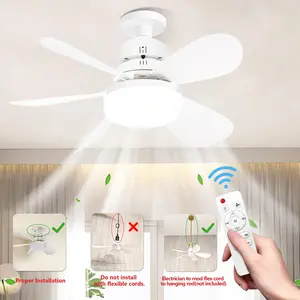 20.5-Inch Remote Control Ceiling Fan Light, E27 Universal Base, Threaded Installation, Silent Three-Speed, Adjustable Color Temperature, Timer Function
