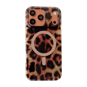 Case for iPhone 17 Pro Max 16 15 14 13 12 Phone Case, Compatible with Magsafe, Leopard Printed Pattern Cute Cheetah Protective Magnetic Case for Girls Women Men