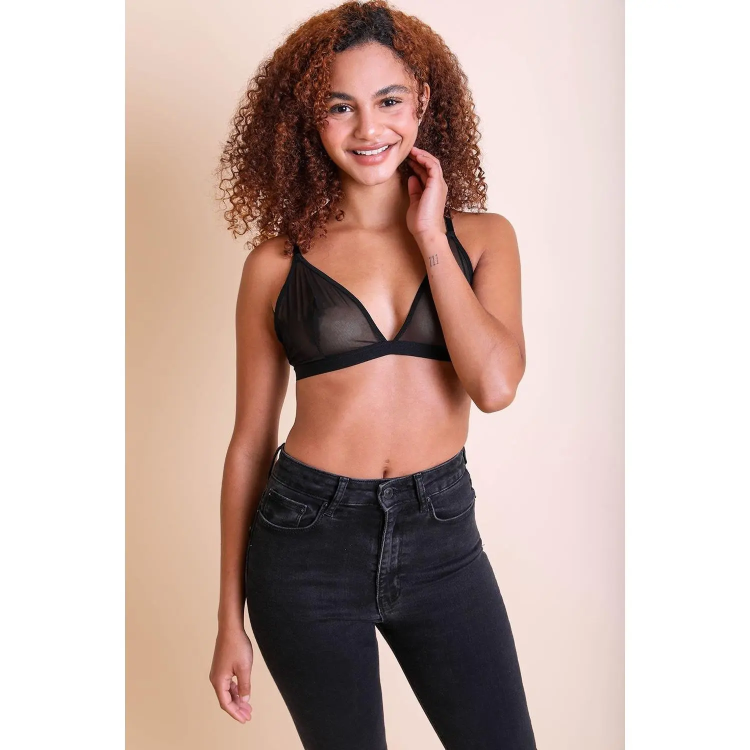 Seamless Sheer Mesh Bralette Padded Wireless Strapless Push-Up Brami Plus Size Full Coverage Non-Slip Comfortable Bralette