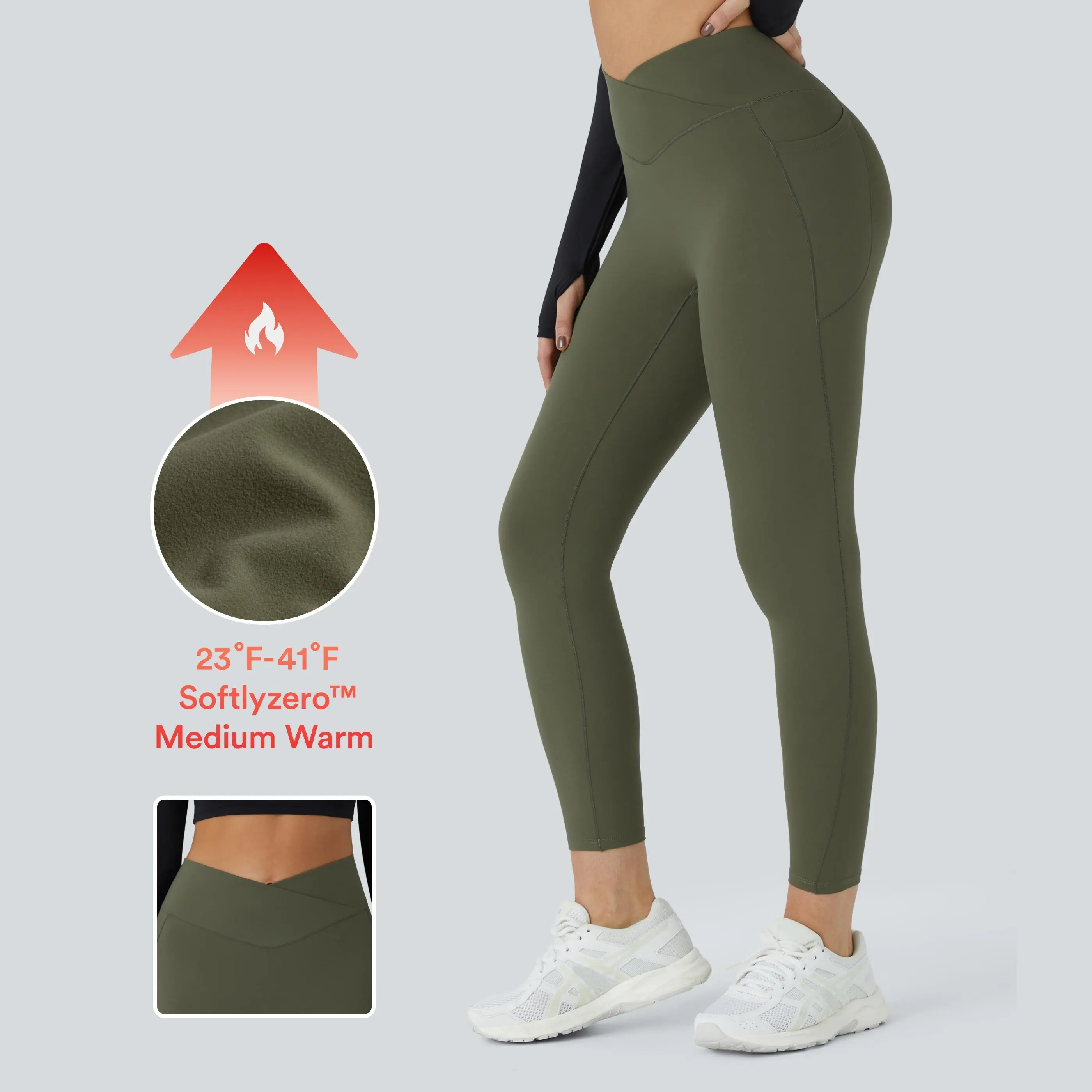 Halara Softlyzero Plush Thermal High Waisted Crossover Side Pocket Yoga Leggings #BackToSchool
