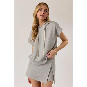 HOODED SWEATSHIRT & HIGH WAIST MINI SKIRT SET