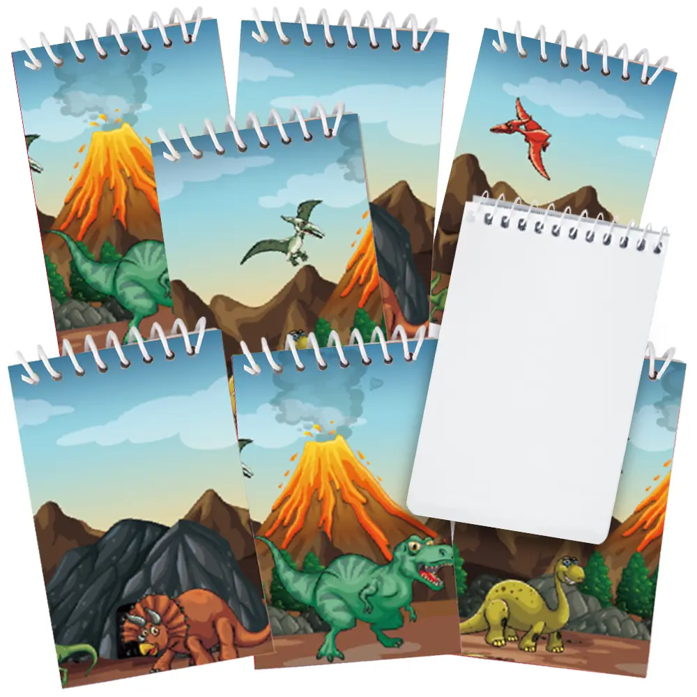 Mini Dinosaur Notebooks, Pack of 16, Small Spiral Notepads with Dino-Themed Covers, Cute Stationery Supplies for School and Office, Fun Birthday Party Favors, Goodie Bag Fillers for Kids