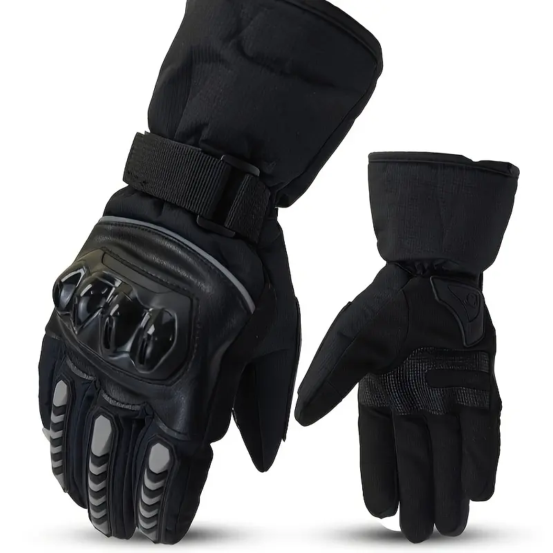 Men'S Winter Motorcycle Riding Gloves - Touchscreen Compatible, Warm, Windproof, Thickened Outdoor for Skiing And Snowboarding,