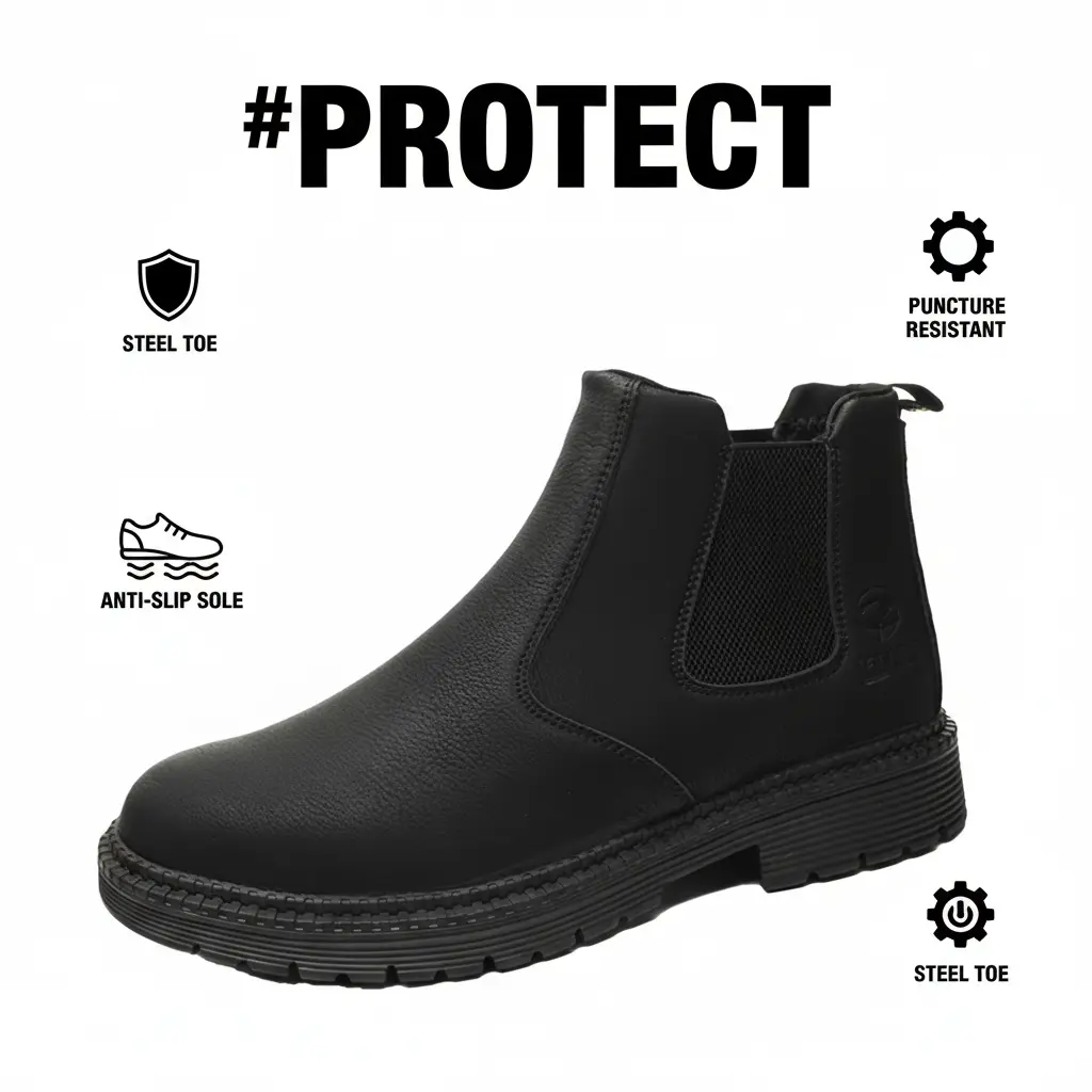 Heavy-Duty Splash-Proof Smash-Proof Puncture-Proof Breathable Safety Shoes 100% Waterproof Anti-Slip Durable Comfortable for Unisex Chef Outdoor Work