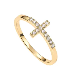 Cross Ring Gold Plated Cubic Zirconia Ring Eternity Ring for Her - Infinity Religious Wedding Band Y2K Style Valentine's Day Mother's Day gift