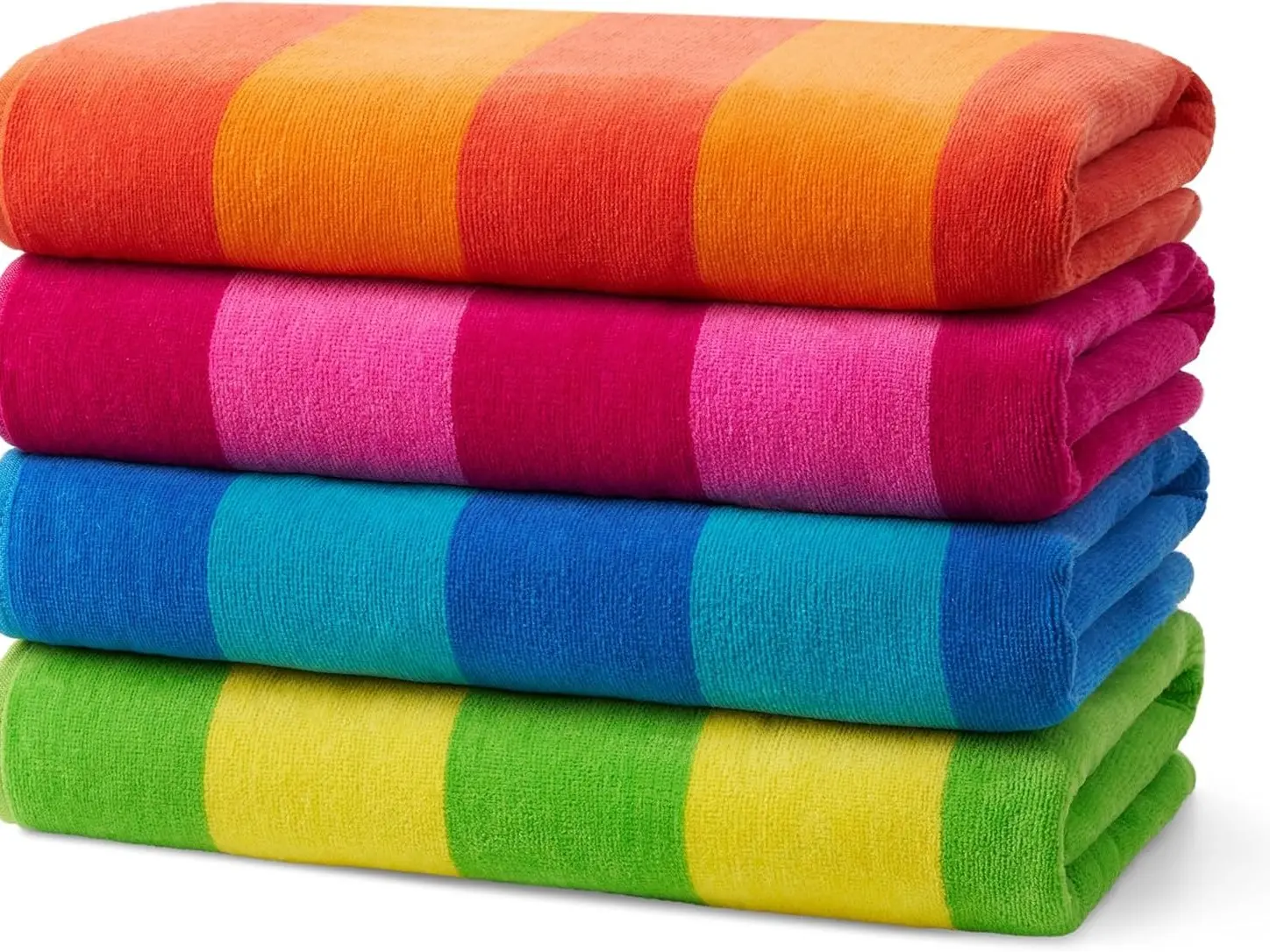 Soft Oversized Beach Towels in Bulk | 29" x 58" Velour Striped Towel | Absorbent, Quick-Drying | 100% Cotton Thick Towels