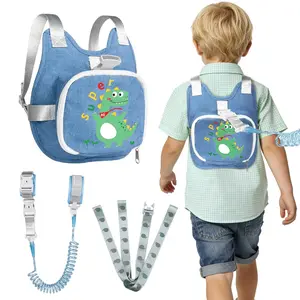 Toddler Harness Backpack Leash with Wrist Link | Cute Dinosaur Anti-Lost Walking Strap for Kids | Foldable & Adjustable Child Safety Belt for Boys & Girls