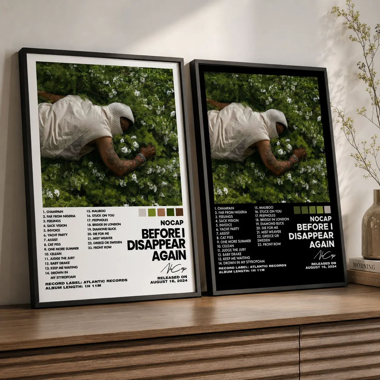 2 Color Options - Before I Disappear Again by NoCap Poster No Frame / Album Cover Poster / Music Gift / Music Wall Decor / Album Art / Decor Home