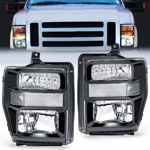Nilight Headlight Assembly Compatible with 2008 2009 2010 Ford F250 F350 F450 Super Duty Headlamps Replacement Black Housing Clear Reflector Lens Driver and Passenger Side