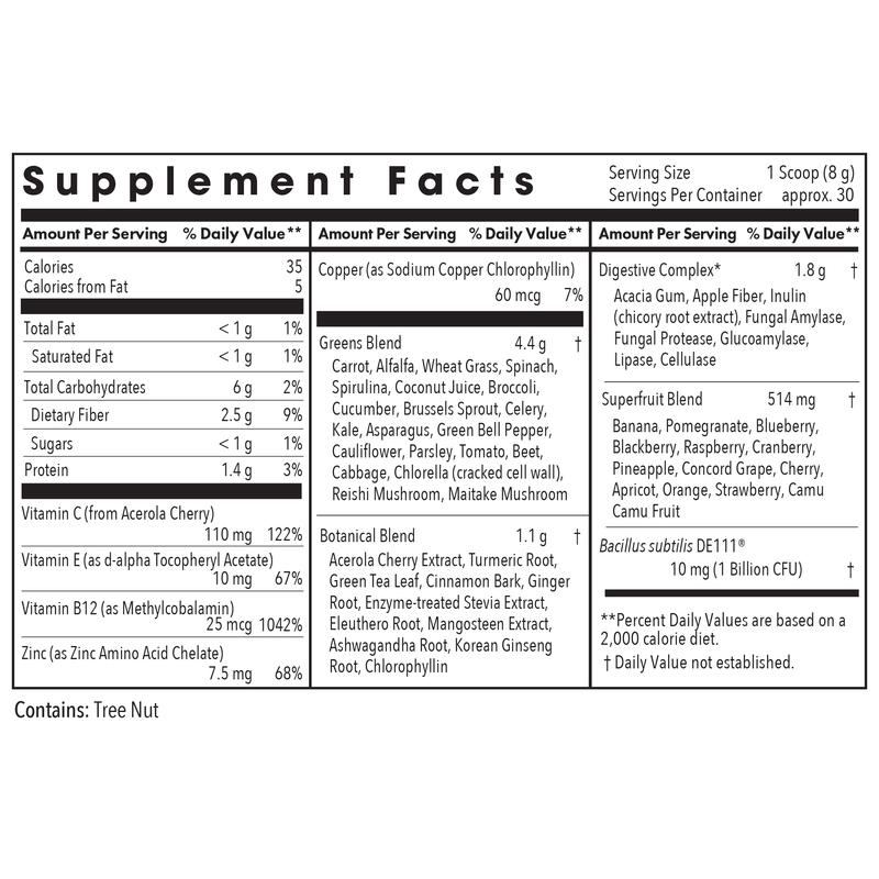 Allergy Research Group Super Greens - Superfood Green Powder with Spirulina, Chlorellla and Oat Grass, Clinically-Studied Probiotic Support for Women and Men