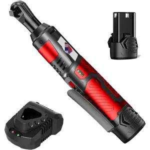 Cordless Ratchet Wrench 3/8 Electric Ratchet Wrench, 55 N·m Power Ratchet Tool with 2 Ah Lithium Batteries and Quick Charger -DBCRW12S