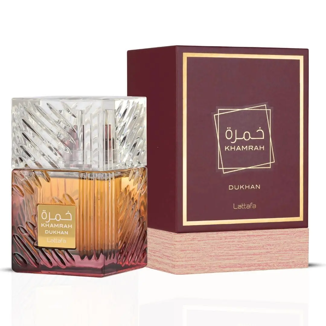 Lattafa Khamrah Dukhan Unisex Eau de Parfum Spray 3.4 Ounce 100 ml Arabian Fragrance Aromatic Woody Exotic Amber Oud Perfume