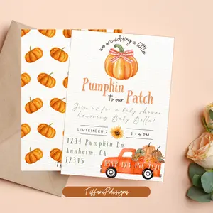 Pumpkin Patch Baby Shower Invitation- Fall Theme holiday cards suite greetings custom invitations luxury stationery