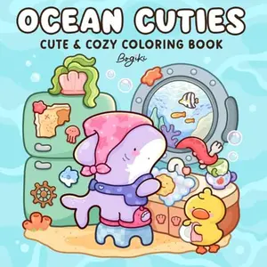 Ocean Cuties: Coloring Book for Teens and Adults Featuring Adorable Fuzzy Friends and Sea Creatures in Cozy Ocean Scenes for Relaxation