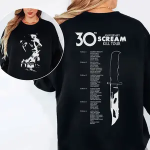 Scream 30th Anniversary KiII Tour Shirt, Scream 7 Movie 2026 Tee, Two Sided Ghostface Horror Shirt, Vintage 90s Graphic Scary Movie Merch
