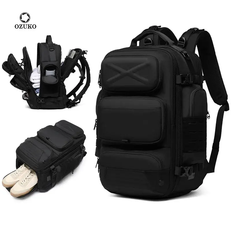 Ozuko Men's Waterproof Travel Backpack | Large Capacity Laptop Bag with Shoe Compartment