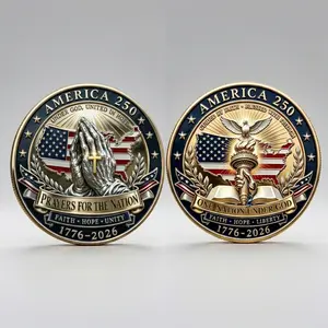 3D America Prayers For The Nation Coin, Patriotic Challenge Coin, USA Independence 1776–2026 Commemorative Collectible, History Enthusiast Gift For Coin Collector