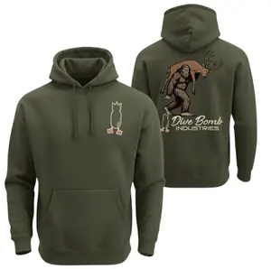 Bigfoot Hunting Hoodie - Sweatshirt - Hoodie, Dive Bomb Industries Hoodie, Sasquatch Deer Hunter Sweatshirt, Funny Hunting Hoodie for Men, Full Colors, Full Sizes