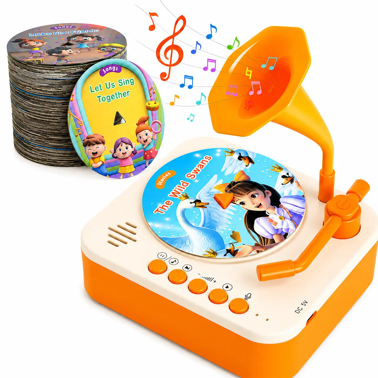 Kids Phonograph Toddler Record Player,with 96 Learning Cards,Early Education Machine Record Player Music Box Storyteller pop Speakers,Gift for Boys and Girls