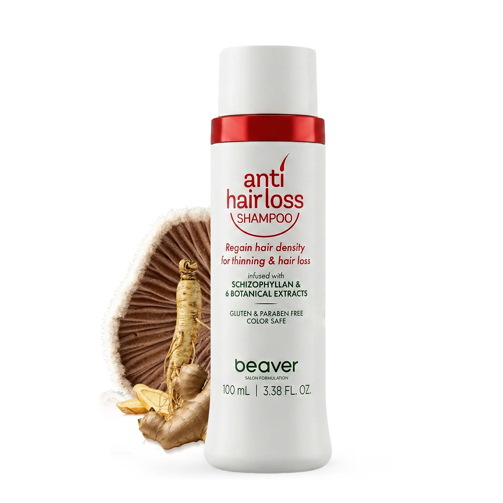 Beaver Schizophyllan Botanical Shampoo 100 mL / 3.38 Fl Oz, Hair Thickening Shampoo for Thinning Hair, Nourishes Scalp, Supports Hair Density & Fuller-Looking Hair