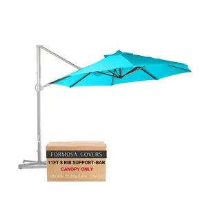 11ft Cantilever Supported Bar Umbrella 8 Rib Replacement Canopy Aruba Turquoise rust resistant cantilever Solar  Cantilever Patio Umbrella