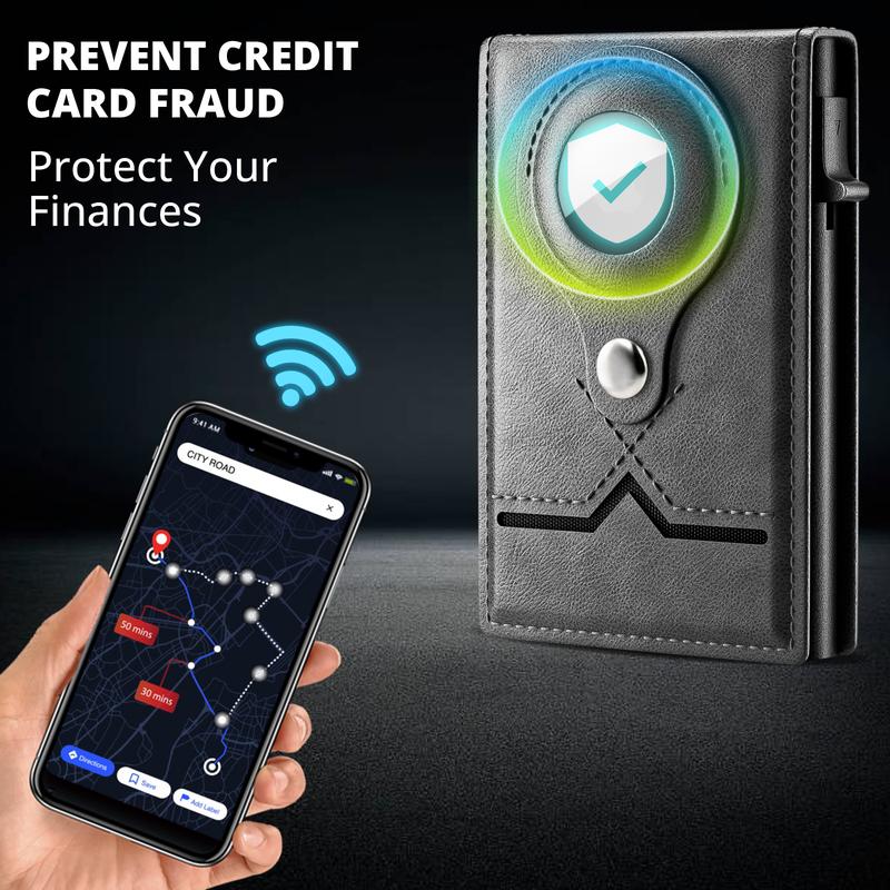 Men's Magnetic Card Holder Wallet and Stand, Pop-up Card Box, RFID Technology Men's Minimalist Wallet, Suitable for a Maximum Capacity of 8 Cards