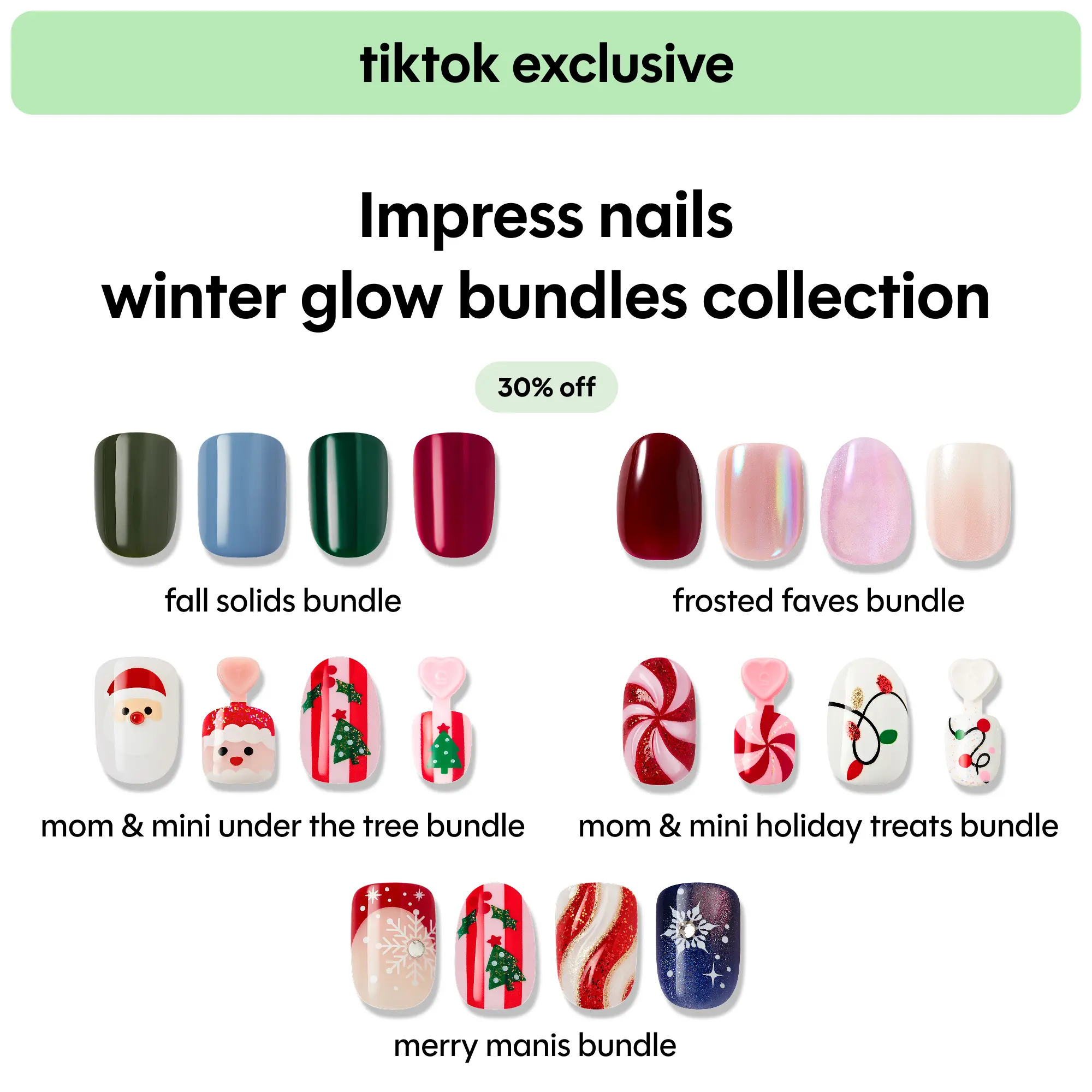 [TikTok Exclusive] Impress No Glue Press-On Nails Bundle - Winter Glow Bundle Collection