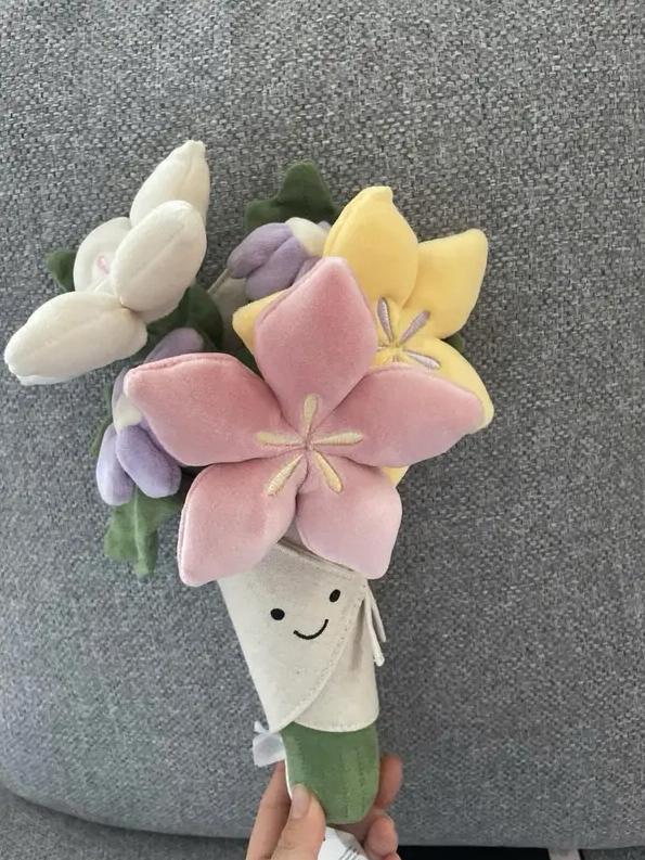 JellyCat Soft Bloom Plush Flower Bouquet Toy for Kids Loved Ones Cute Gift US Soft Plush Material Pastel Bloom Design Ideal for Special Occasions Christmas Gift Idea