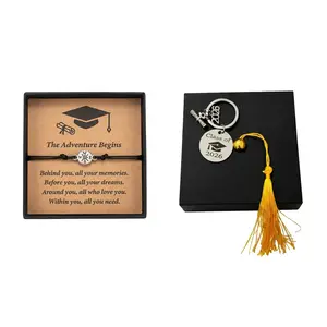 Class of 2026,Personalized Gifts for College High School 5th Grade 8th Grade,Personalized Graduation Gifts for Her/Him,Compass Graduation Bracelet and Keychain with Gift Card