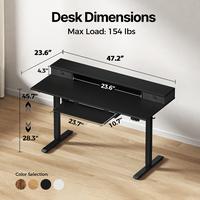 Black/47.2“ - with Drawers & Keyboard Tray