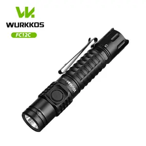 Wurkkos FC12C Rechargeable Torches USB-C Tactical Flashlights SFT40 1600 High Lumens IP68 Waterproof 18650  3000mah EDC for Emergency&Rescue