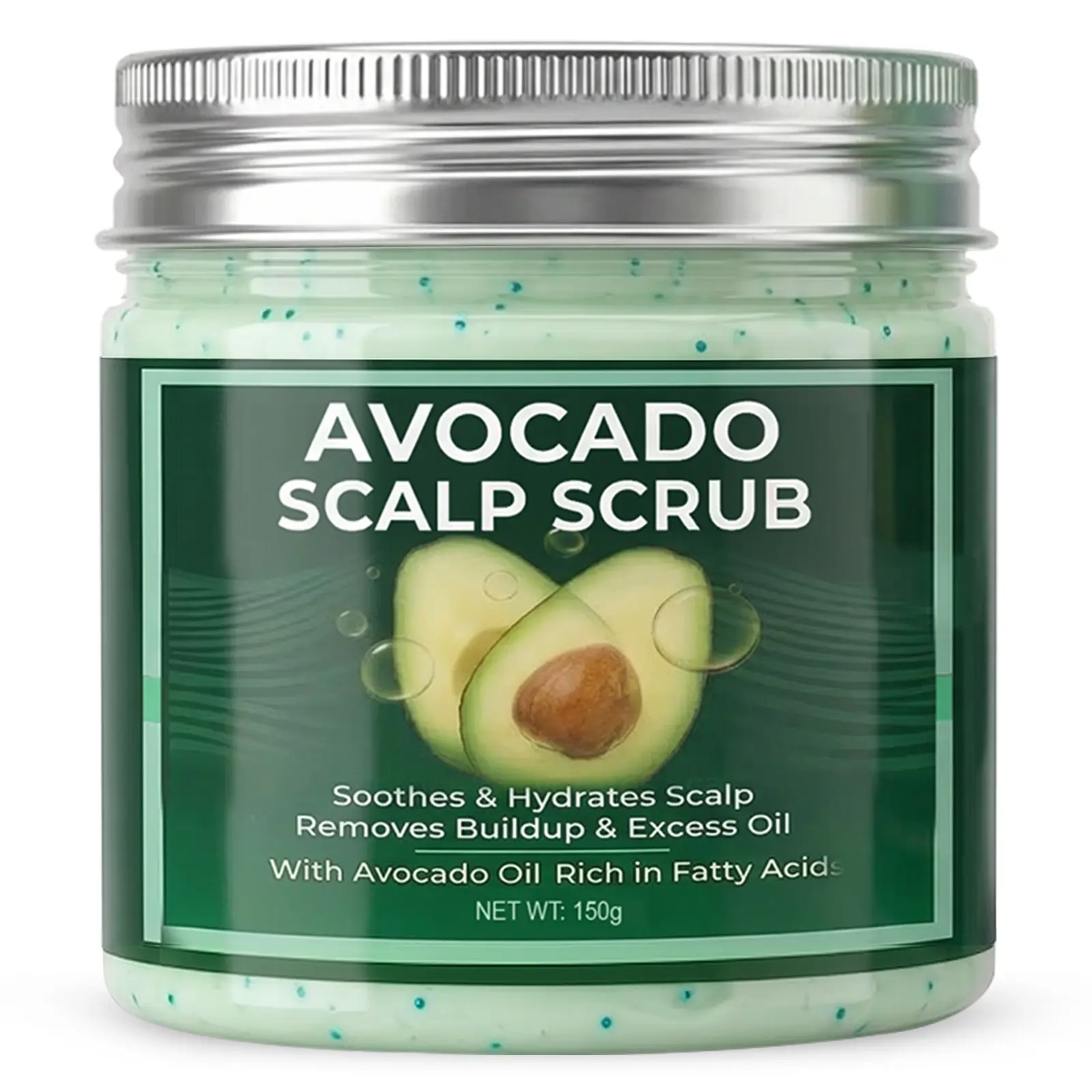 Avocado Oil Infused Scalp Scrub Cleanser (5.29 oz) - Soothing Exfoliator with Pumice-Aloe-Peppermint Blend, Cleansing Vegan Haircare Detox Treatment for Healthy Scalp Care, Fixes Dry Flaky Skin via Deep Clean