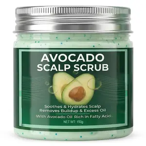 Avocado Oil Infused Scalp Scrub Cleanser 5.29 oz, Gentle Haircare Detox Treatment with Pumice-Aloe-Peppermint Blend, Restores Dry Flaky Scalp via Exfoliating Deep Clean, Vegan Friendly