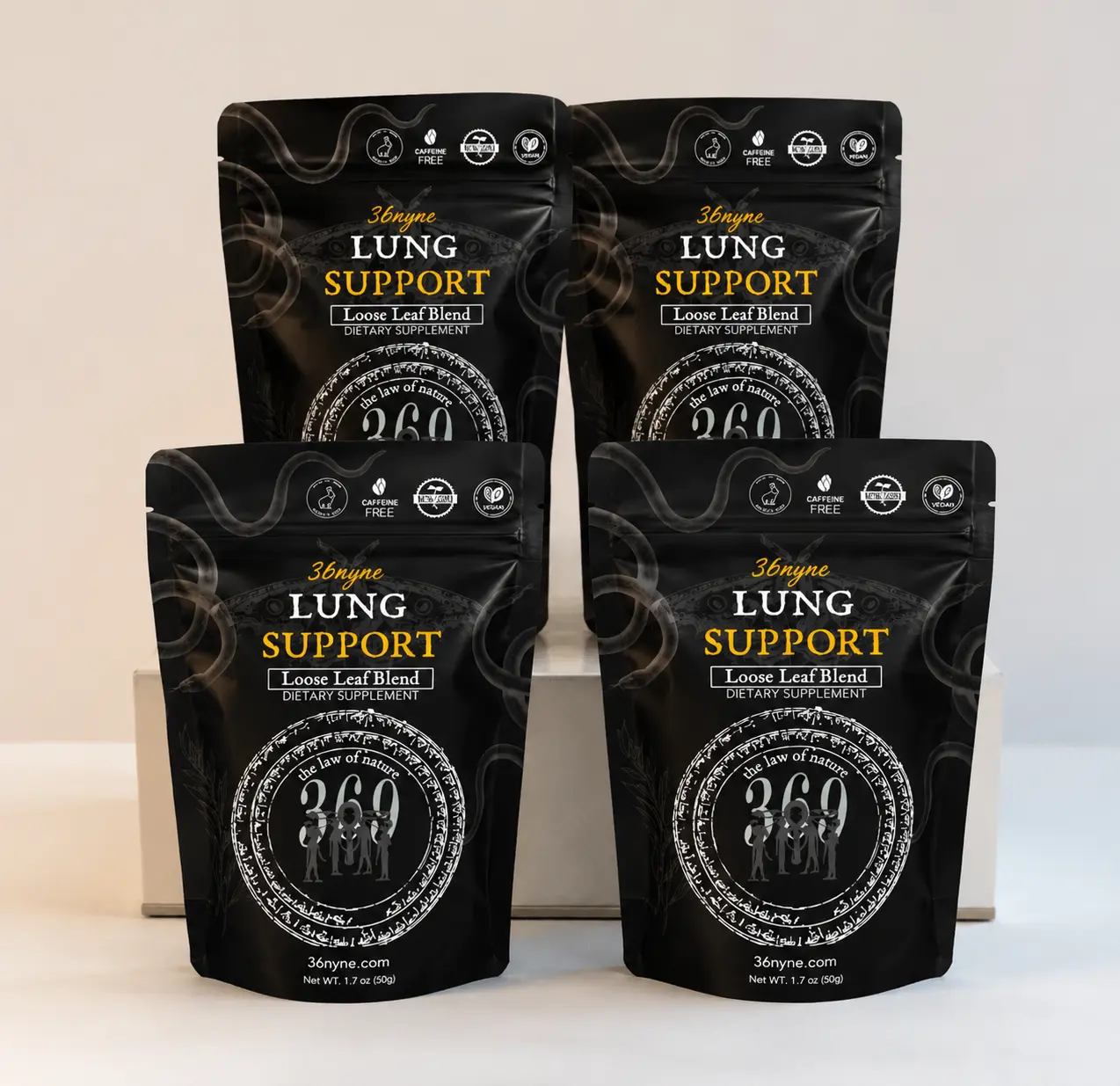 New 4-Pack Lung Support Herbal Tea Refill Pouch - Caffeine-Free Loose Leaf Tea Blend with Mullein Leaf for Smokers' Respiratory Health