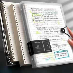 A5/b5 Loose-Leaf Notebook with Removable Metal Clip, 60 Pages of Ruled Paper, Convenient One-Button Design for Easy Refills, Notebook Refillable, Ideal for Office, Meetings, and Study, Notebook Journal