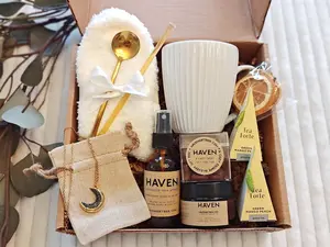 Birthday Gift Basket with Blanket, Spa Gift Box, Cozy Gift for Mom Care Package, Comfort Gift Box Moon Necklace, Tea Gift Comfort Gift Box