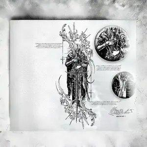 1pcs Retro Painting Withered Knight Herbal Juice Tattoo Sticker Tattoo Paper Dark Gothic Temporary Tattoo Arm Waterproof Durable Fake Tattoo Men and Women Halloween Party Gift Y2K Unique Vintage Artwork