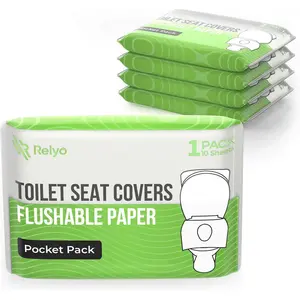 Toilet Seat Covers Paper Flushable (50 Pack) - XL for Adults and Kids Potty Training, 100% Biodegradable Travel Accessories Public Restrooms, Airplane, Camping