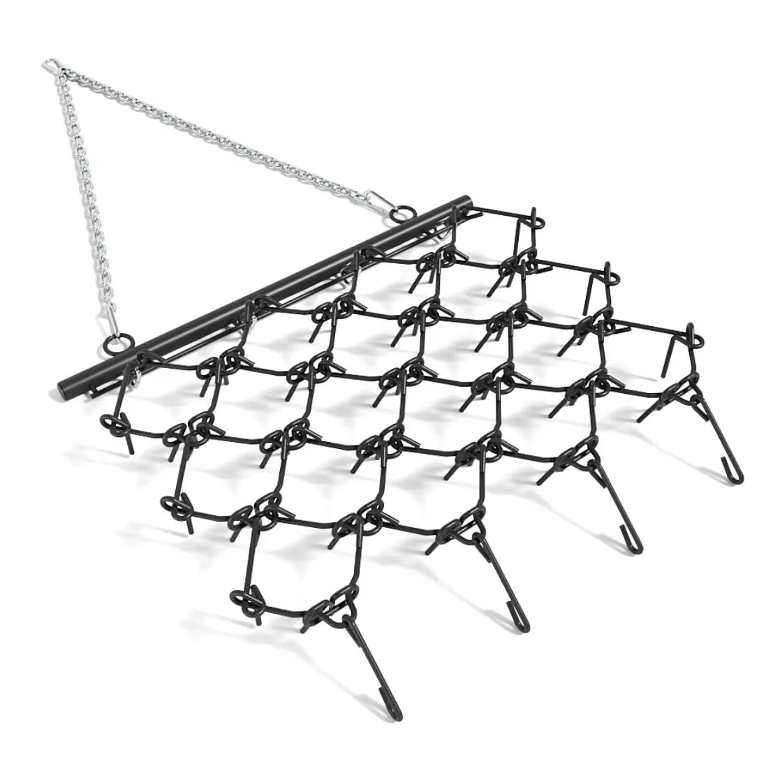 GARVEE Heavy Duty 4x4 FT Drag Harrow with Steel Mesh and 1/2 Thick Harrow Tines, Tow-Behind Agricultural-Style Leveling and Grading Tool for ATV, UTVs, and Lawn Tractors, Black