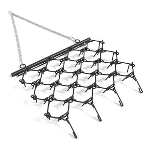 GARVEE Heavy Duty 4x4 FT Drag Harrow with Steel Mesh and 1/2 Thick Harrow Tines, Tow-Behind Agricultural-Style Leveling and Grading Tool for ATV, UTVs, and Lawn Tractors, Black