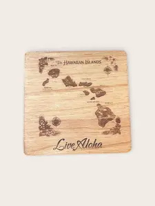 Island Series I Engraved Wood Coasters – Tropical & Cultural Designs