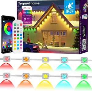 Permanent Outdoor Lights for House, 50ft RGB Smart LED Eave Lights with APP & Remote Control, IP67 Waterproof for Outdoor Decorations Including Halloween, Christmas, and Daily Lighting