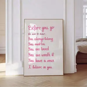 1pc Preppy Y2K Dorm Affirmation Poster, Decor Dorm Room Sign Graduation Gift, Positive Quote Wall Art For College Room Decor, Pink Canvas Print, Motivational Wall Decor For Bedroom, Classroom, Dorm Essentials, Dorm Essentials College Room