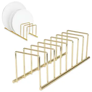 Spectrum Dish Drying Rack for Kitchen Counter Euro Kitchen Organizer (Gold) - Space-Saving Dish Rack Holder - Dish Drainer for Pots & Pans Plates Cutting Boards Serving Trays & Lids
