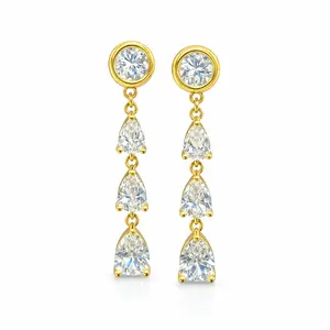 The Diamond Convertible - 2-in-1 Bezel Stud & Pear Cascade Back Drop Earrings