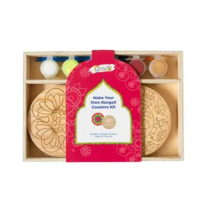 Make Your Own Rangoli Coaster Kit - 4 Wooden coasters
