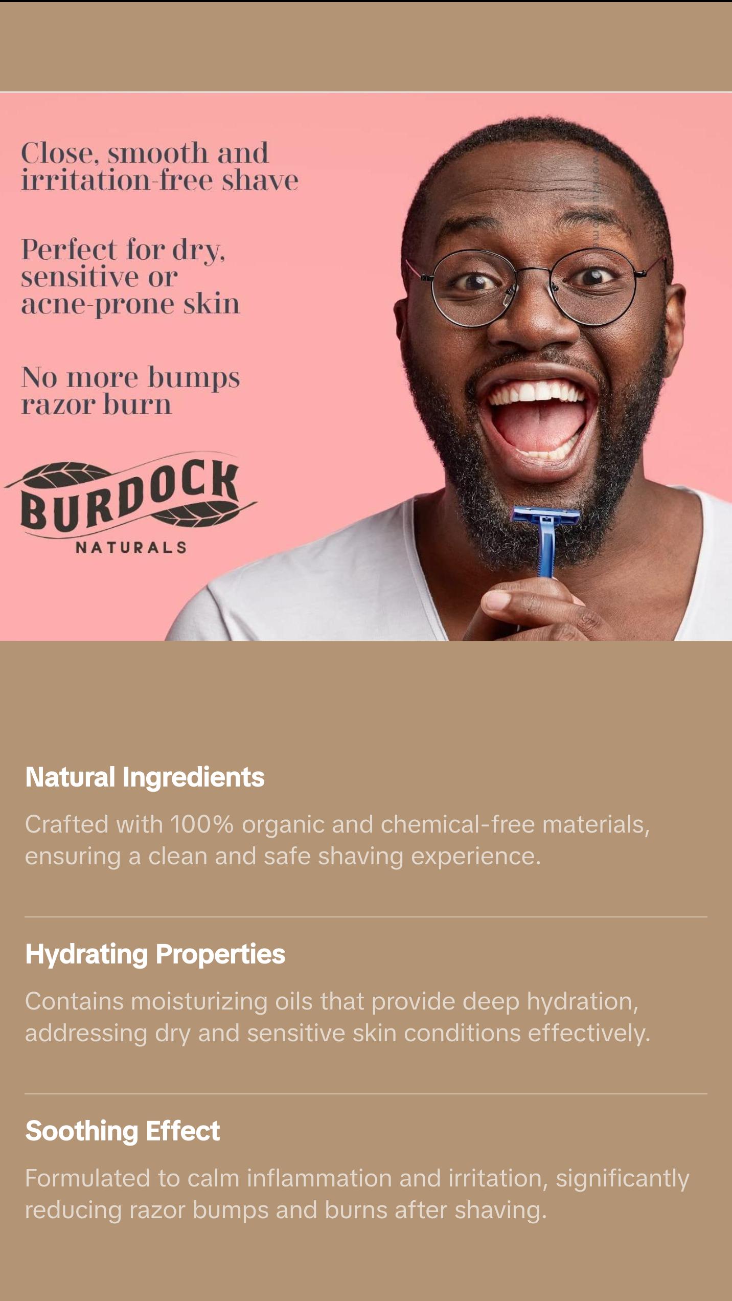 Burdock Natural Organic Shaving Soap – Herbal, Moisturizing & Gentle for Sensitive Skin and Razor Bump - Hydrating Formula for a Smooth Shave Burdock Natural Organic Shaving Soap – Herbal, Moisturizing & Gentle for Sensitive Skin and Razor Bump - Hydrating Formula for a Smooth Shave